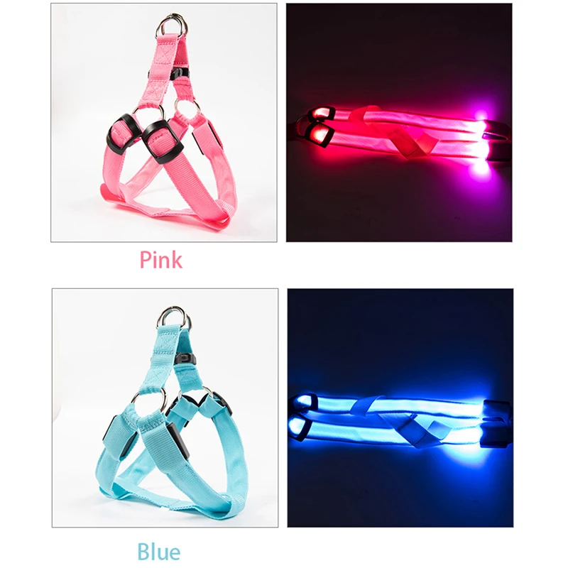 Arnés LED ajustable para perros, sin tirones, banda para el pecho de nailon pequeña, mediana y brillante, Arnes Perro de seguridad nocturna, accesorios para mascotas - imagen 5