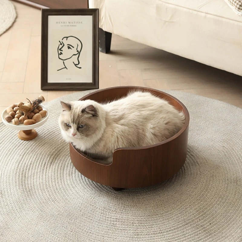 Cama de lujo para gatos, camas de madera para interiores, estera extraíble, gruesa, fácil de limpiar, bandeja para gatos, sofás para sala de estar, tapicería para el hogar - imagen 3