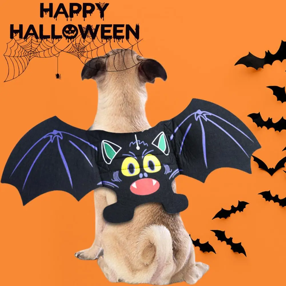 Disfraz ligero para mascotas, traje con estampado colorido de alas de murciélago para perros y gatos, fácil de usar, ajustable, Halloween, fiestas - imagen 3