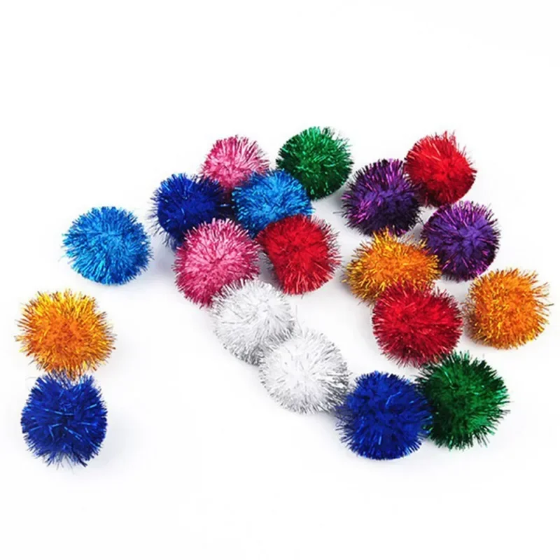 10/50/100 Uds. Divertidos juguetes para gatos, pelota de peluche elástica bonita, pelota de juguete para gatos, juguete interactivo colorido creativo para masticar con pompón para gatos - imagen 5