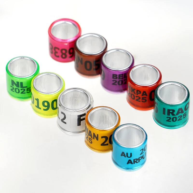 100 Uds 2026 anillo de pie de Paloma de plástico de aluminio con número letra pájaro pierna signo anillos Fly Race identificación círculo peregrino - imagen 3