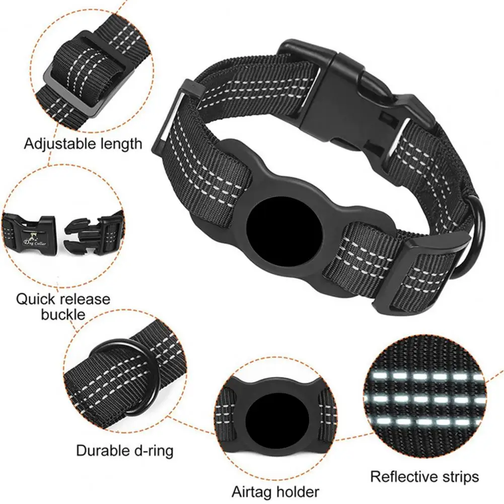 Collar reflectante para perro y gato, Collar de seguimiento con soporte AirTag, duradero, ajustable, seguro, suministro de animales para mascotas - imagen 5