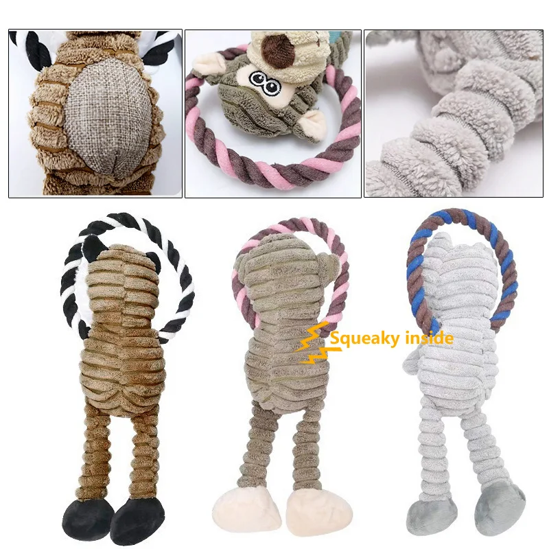 Juguete divertido para perros con forma de mono, juguete para masticar de pana para perros, cachorro, chirriante, juguete de peluche para perros, accesorios para entrenamiento de mascotas, elefante - imagen 3