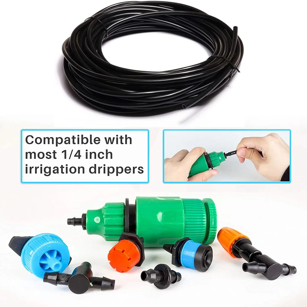 Tubo de riego por goteo de 1/4 ", línea de distribución en blanco, manguera de agua, tubo de riego de jardín para sistema de riego de jardín con punzones - imagen 3