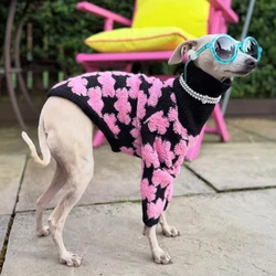 Abrigo de punto floral rosa para perros Greyhound y Whippet