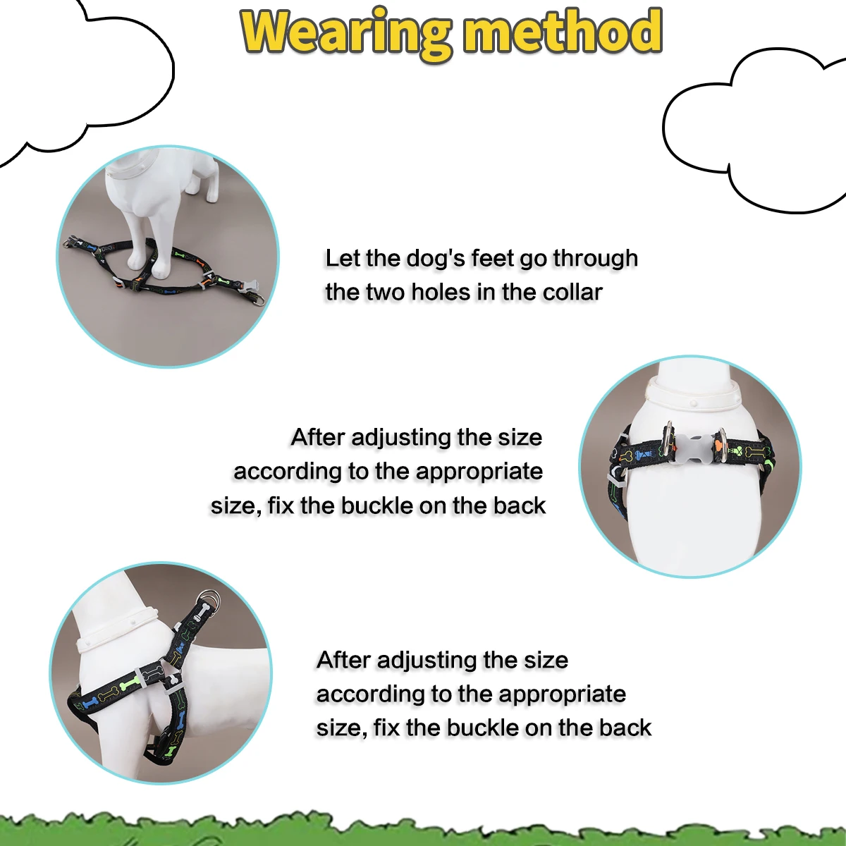 Arnés colorido para perros y mascotas con trípode de hueso, 1 unidad, para uso interior y exterior - imagen 4