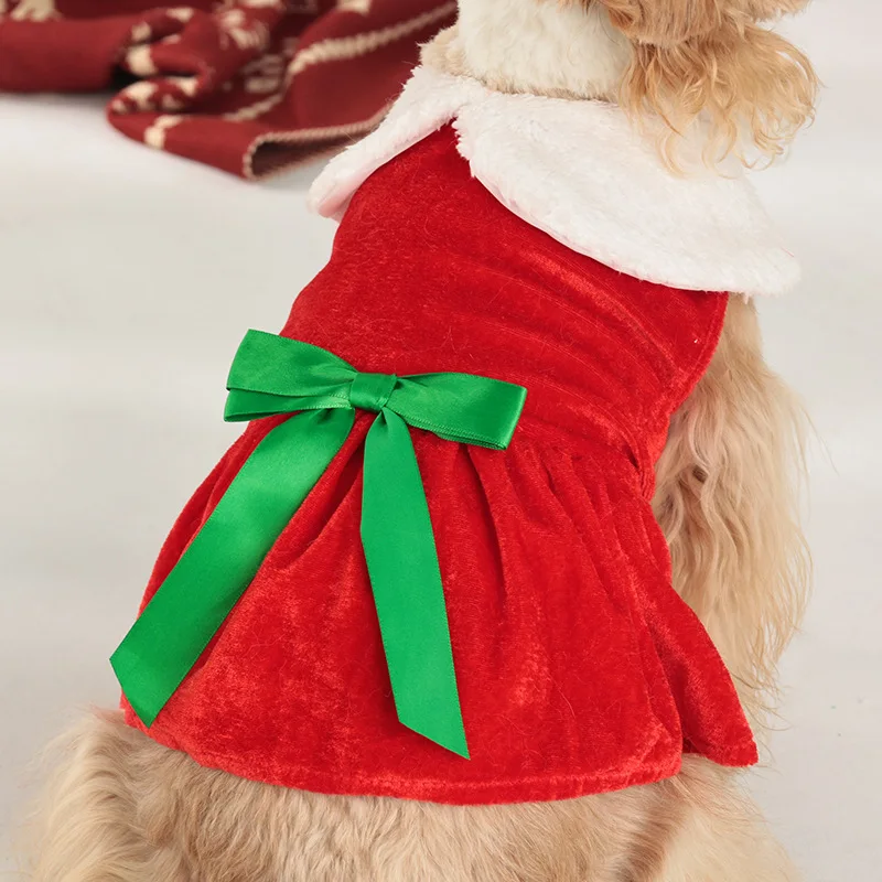 Vestidos navideños para perros pequeños, ropa de invierno, falda cálida, Cosplay de Navidad, vestido para perros y gatos, vestido elegante de princesa para cachorros - imagen 5