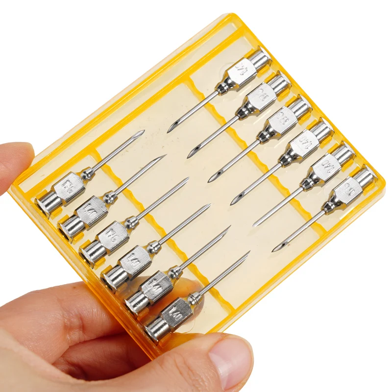 10 unids/caja de agujas de jeringa de animales de acero inoxidable, duraderas, para aves de corral, animales, cerdo, vaca, oveja, Paloma, aguja de tratamiento de vacunación