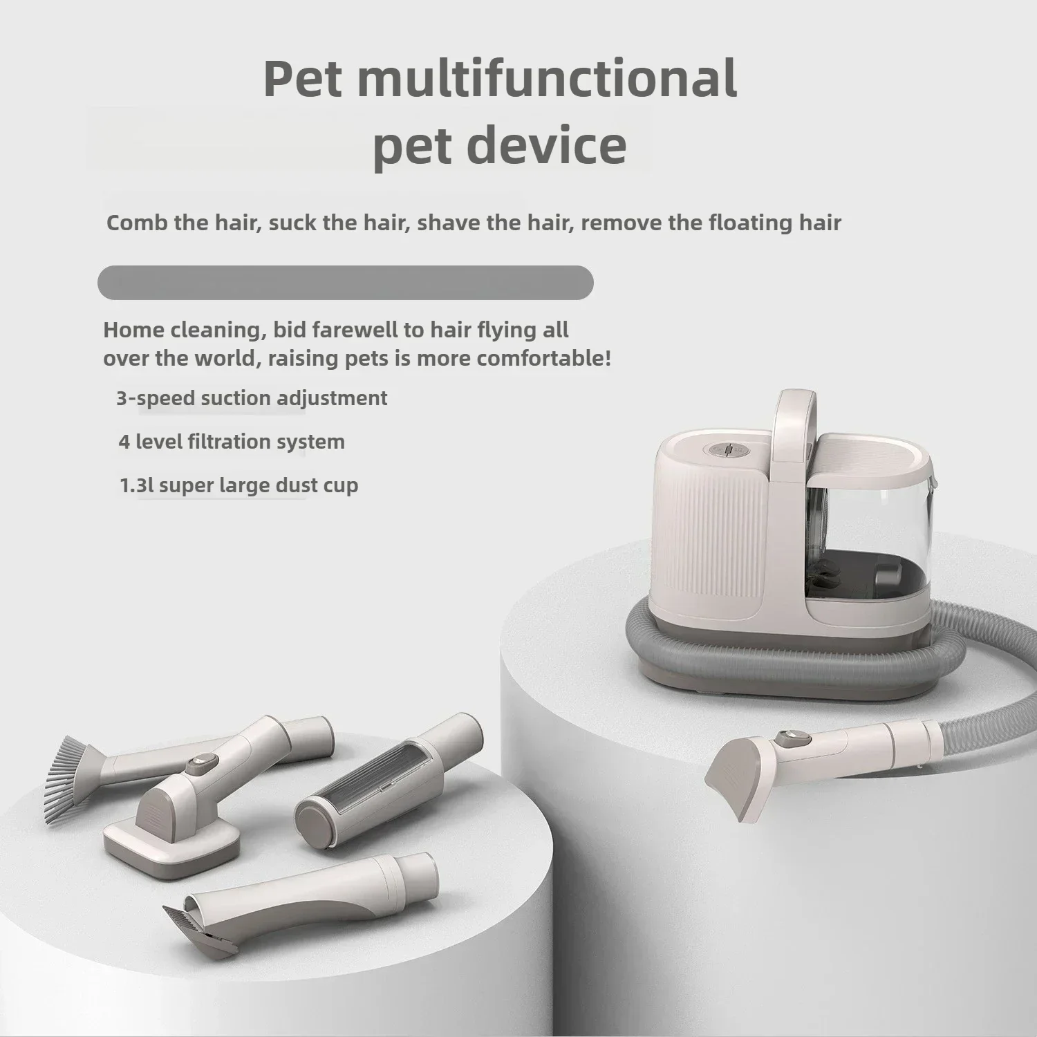 Juego de aspiradora multifunción para mascotas, cortadora de pelo eléctrica con ventosa para gatos y perros - imagen 2