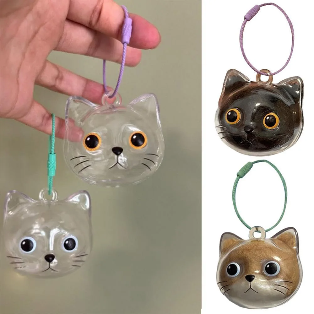 Cápsula de recuerdo de resina colgante conmemorativo de piel de gato para pelo de mascota llavero portátil colgante para llavero de almacenamiento de pelo de gato ﻿