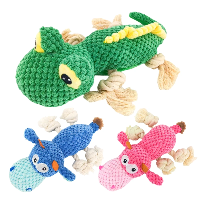 Juguete de peluche para perros para masticadores agresivos, juguete indestructible chirriante, papel arrugado de algodón, juguete de masticación duradero relleno para perros grandes