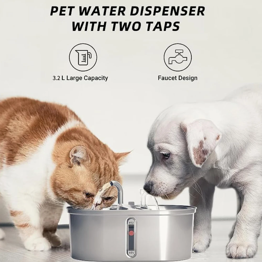 Bebedero automático silencioso de acero para perros y gatos - imagen 2