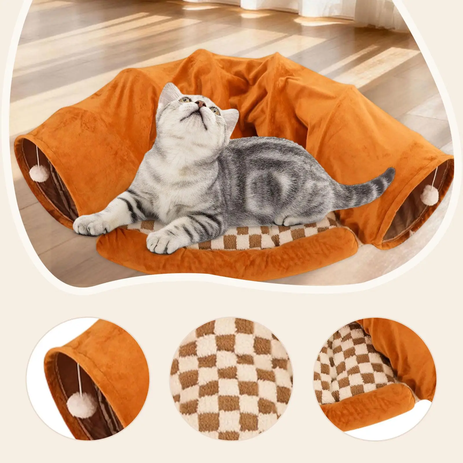 Túnel para gatos, descanso para cama, juego de gatito, regalos interactivos, estera, suministros de adorno cómodos, suministros para mascotas, cojín, nido, equipo de tubo para gatos - imagen 5