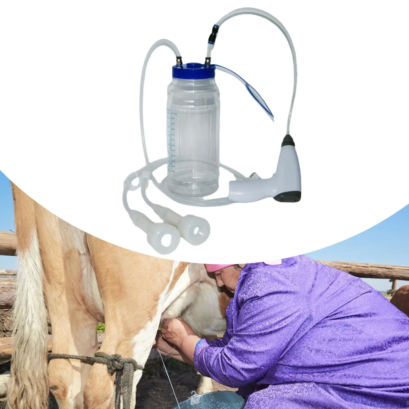 Accesorios para máquina de ordeño de vacas, bomba de succión al vacío, batería recargable, ordeñador de cabras de 2L para el hogar, ovejas, vacas y cabras