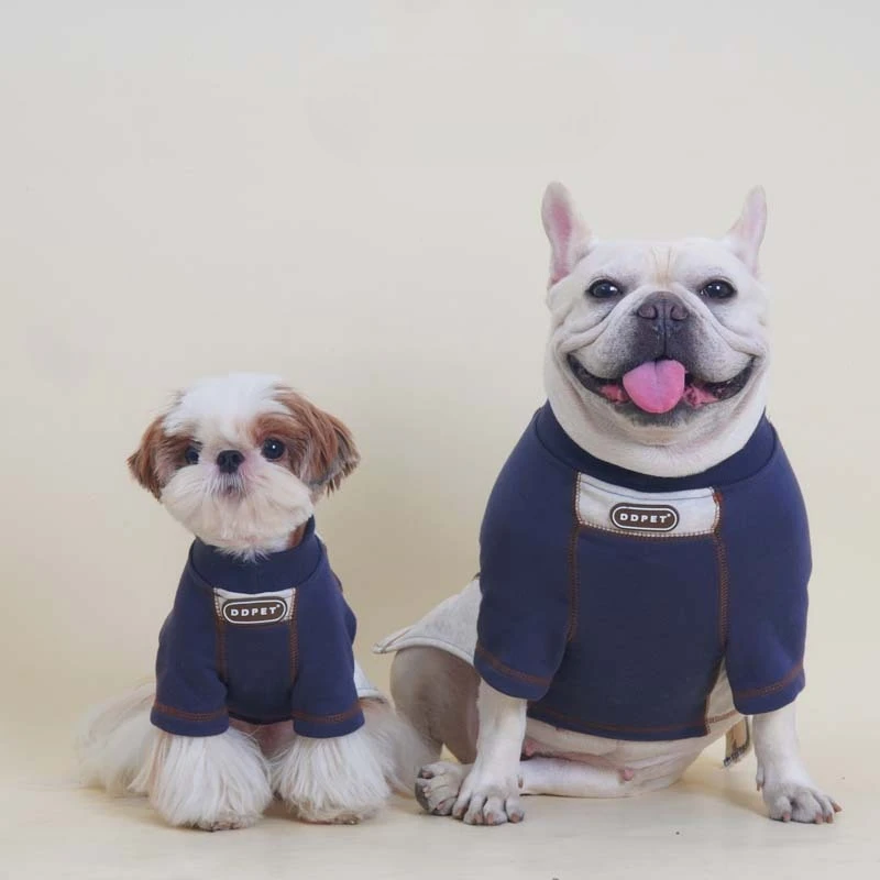 Pet Autumn and Winter Color Blocking Patchwork Sweatshirt Schnauzer Teddy Base Shirt Cute T-shirt Dog Clothes for Small Dogs - imagen 2
