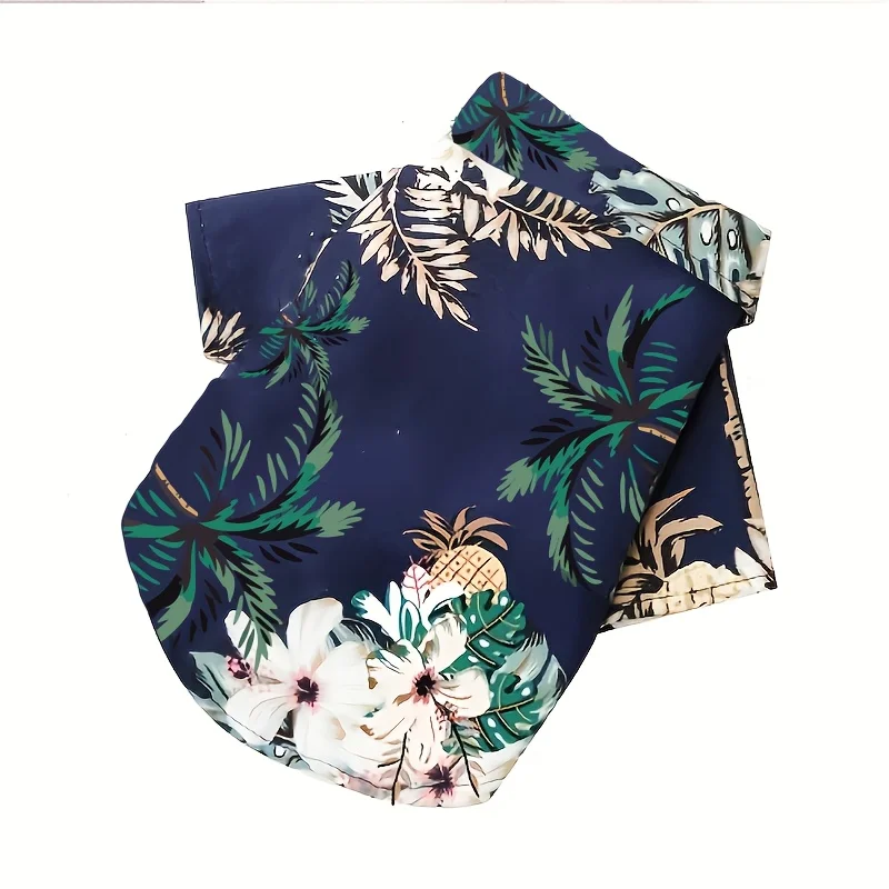 Camisa de perro estilo hawaiano sin mangas, camisa fina de playa de verano, ropa para mascotas lavable a máquina con estampado de árbol de coco y flores tropicales