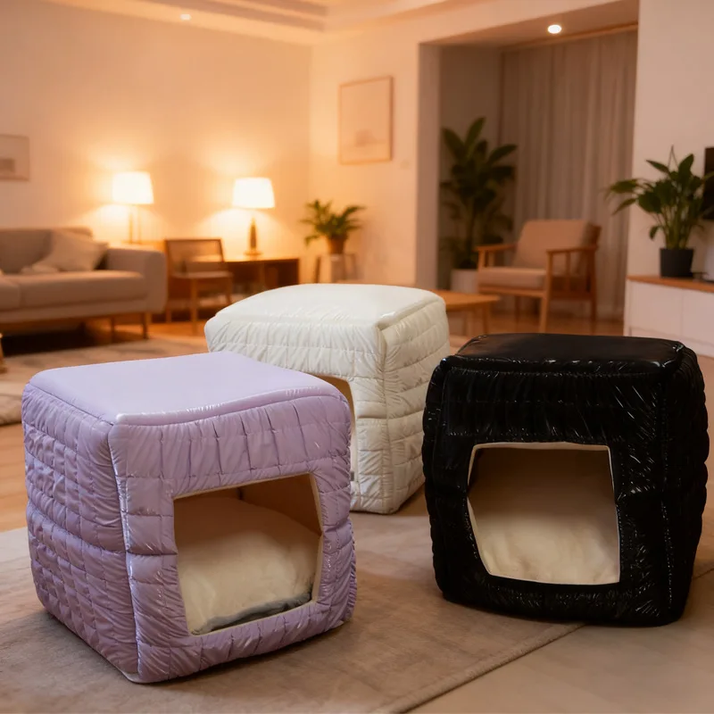 Cama cueva cerrada para gatos y perros – Cálida y lavable - imagen 5