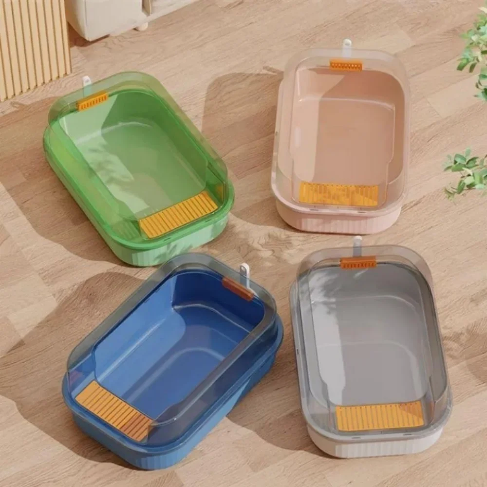 Caja de arena semicerrada para gatos, inodoro de gran espacio, bandeja para evitar salpicaduras, artículos para gatitos, arena grande, colchas para gatos - imagen 2