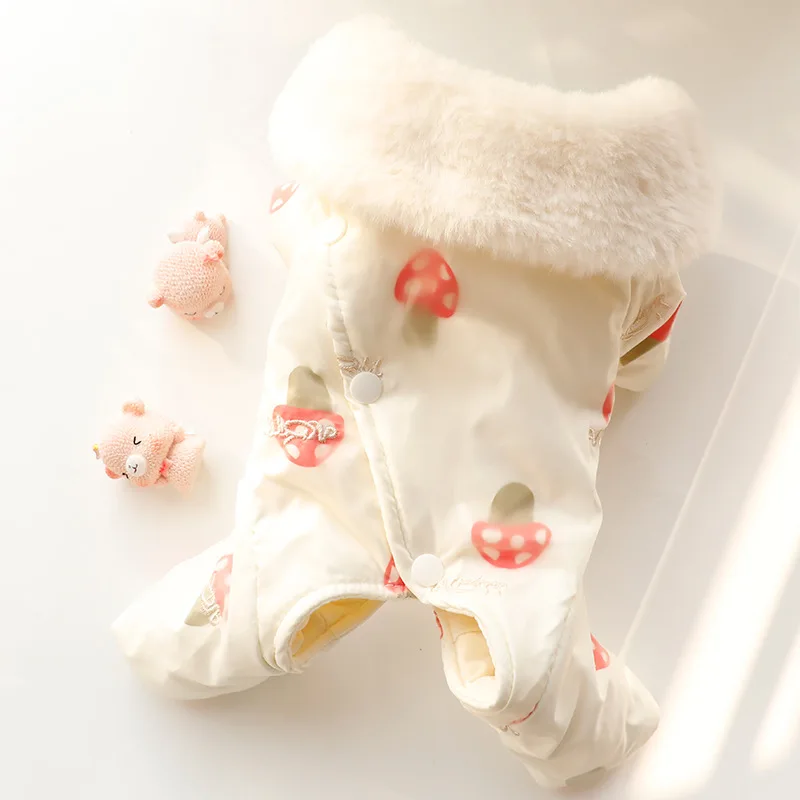Mono de otoño e invierno para mascotas, abrigo para el vientre, peluche de princesa para perros pequeños, pantalones de cuatro patas, ropa para cachorros, pijamas para perros pequeños - imagen 2