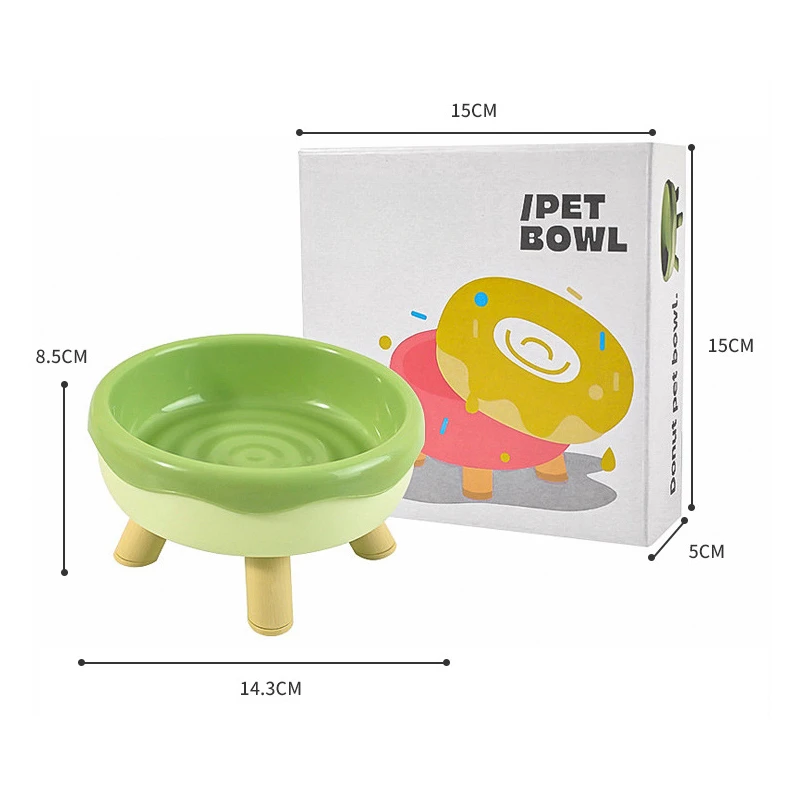 Cuenco de base alta para mascotas con forma de Donut, bonito cuenco para gatos, perros, agua potable, cuenco de agua antivuelco, protege la columna Cervical, cuenco de comida, 1 ud. - imagen 2