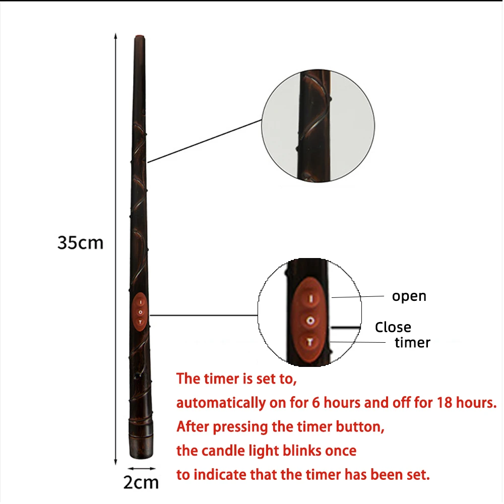 Velas LED flotantes con Control remoto de varita mágica, velas electrónicas cónicas remotas sin llama, decoración de fiesta de Halloween, luces de vela - imagen 2