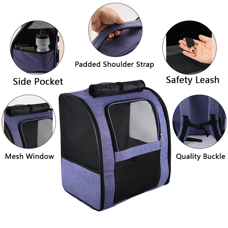 Mochila transportadora para gatos, bolso de hombro transpirable para gatitos y cachorros, mochila portátil para exteriores, suministros de transporte para mascotas - imagen 3
