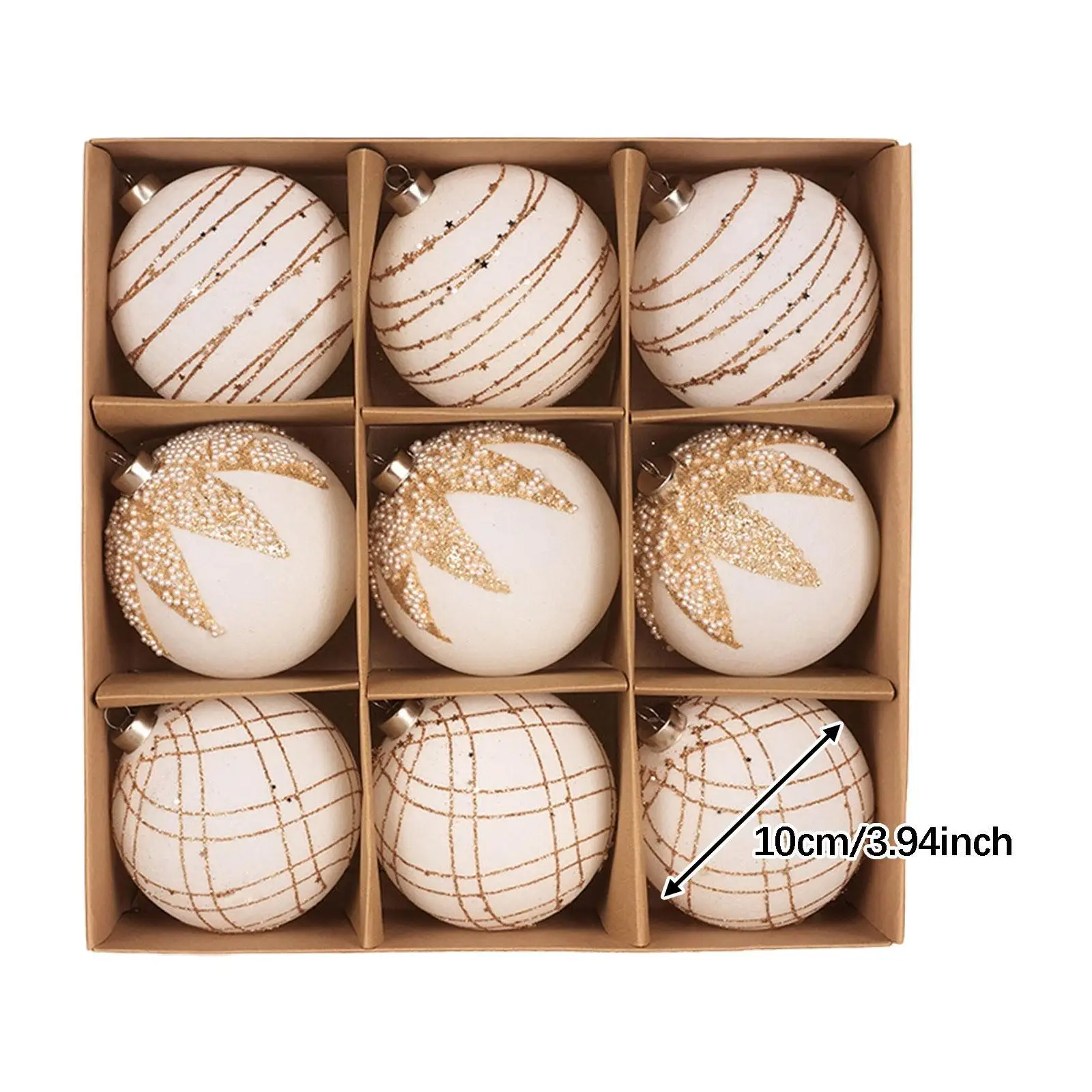 Bolas de Navidad flocadas, adornos, colgantes de bolas, decoraciones ligeras para árboles de Navidad para celebración de patio, restaurante interior