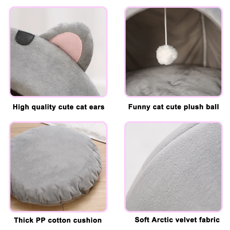 Cama cueva acolchada para gatos y perros pequeños – Suave y cálida - imagen 2