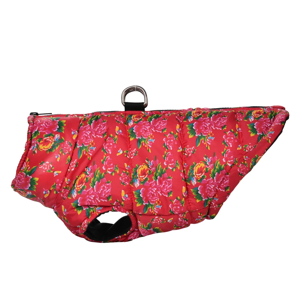 Ropa de invierno para perros pequeños, disfraz impermeable para cachorros y gatos, chaqueta divertida con flor grande para mascotas con anillo de correa, trajes para Pug y Chihuahua - imagen 3