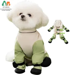 ATUBAN Tirantes para botas de perro, zapatos para perros, protectores ajustables antideslizantes, capa impermeable, tirantes envolventes, tiras que brillan en la oscuridad