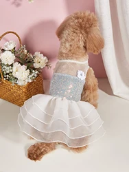Vestido tutu sin mangas con lentejuelas para perros y gatos - elegante