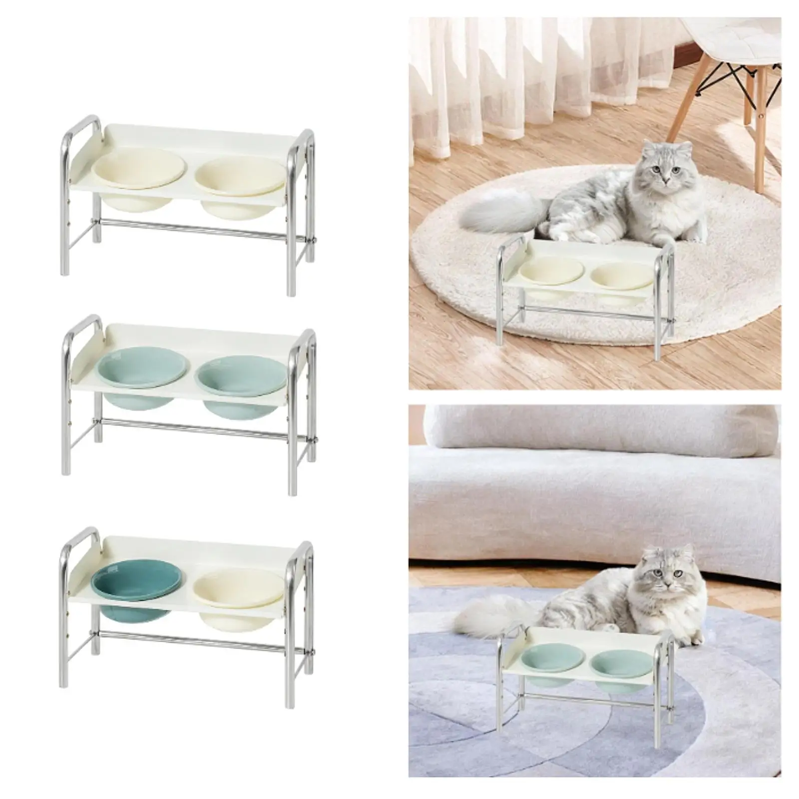 Elevated Cat Ceramic Bowls Cat Dish Food and Water Bowls for Pet Cats Puppy