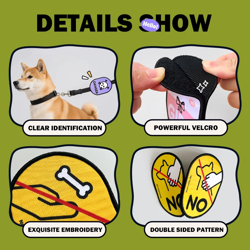 Correa para mascotas, señal de advertencia para perros y gatos con Velcro, etiqueta para gatos, correa para caminar para perros, señal de advertencia antitáctil y antialimentación - imagen 5