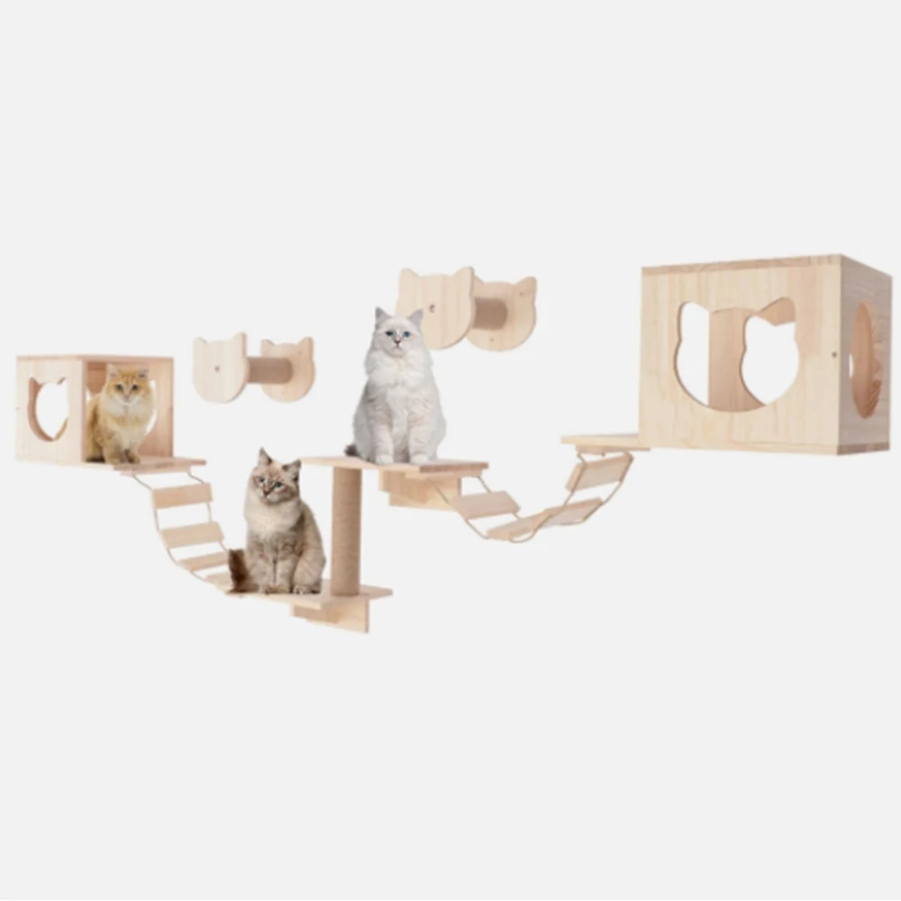 Escalera de escalada para gatos, poste de rascado para colgar en la pared, hamaca para gatos, muebles de árbol, garra de molienda, Pedal para saltar, juego para dormir - imagen 4