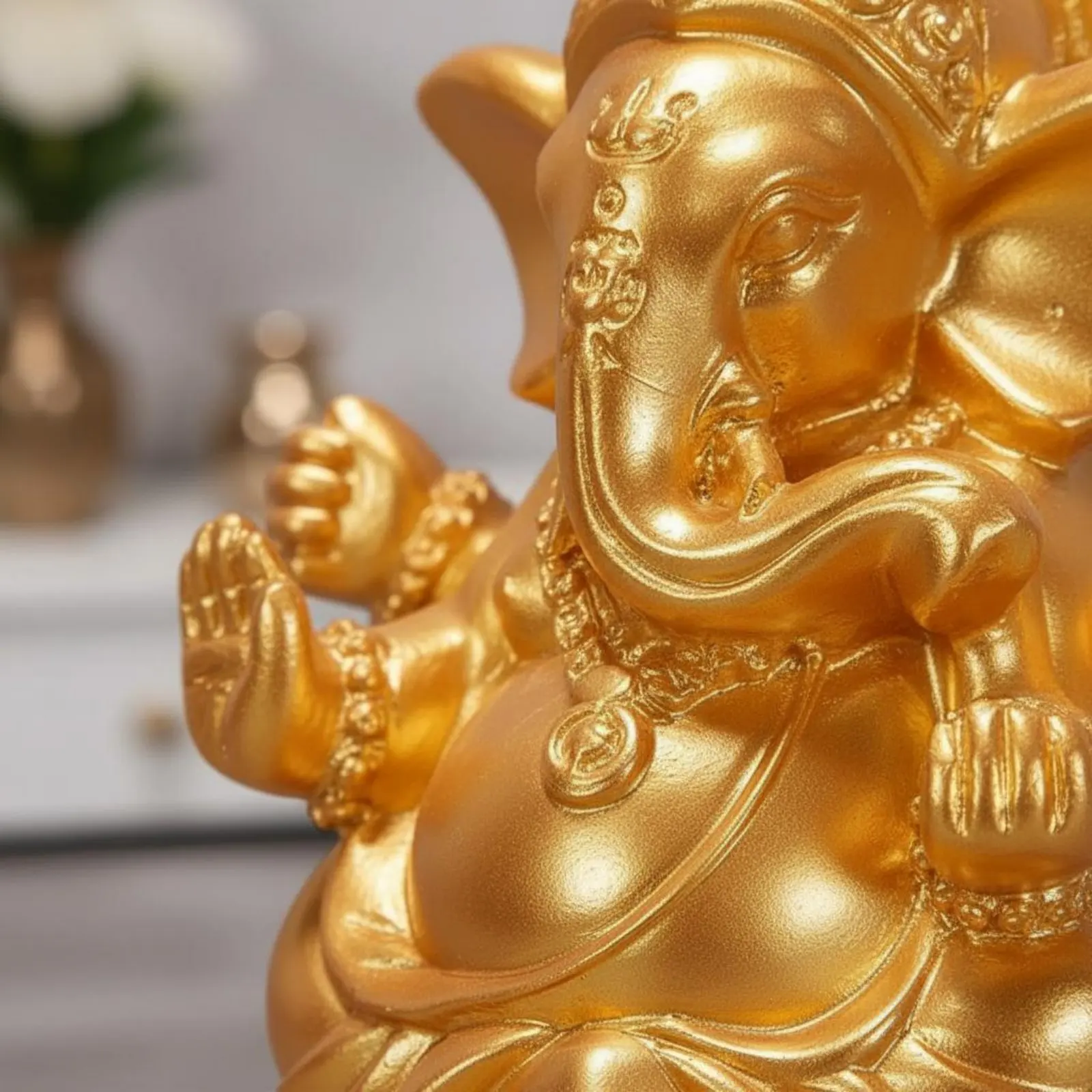 Estatua artesanal Ganpati – Dios elefante hindú para buena suerte - imagen 3