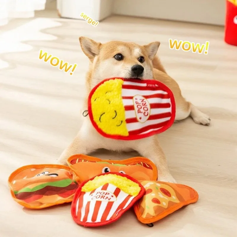 Juguetes para perros, hamburguesa, patatas fritas, comida de imitación, juguete con sonido, juego en casa para las cuatro estaciones, entretenimiento para la dentición, suministros para mascotas, 1 ud. - imagen 4