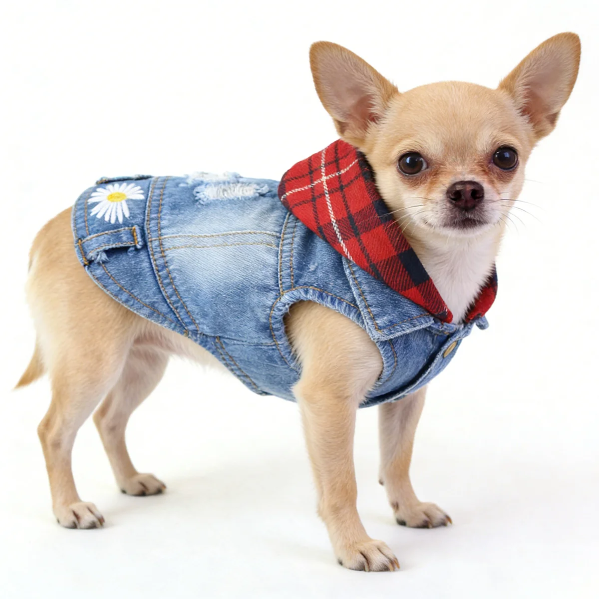 Chaqueta vaquera para perros pequeños Bulldog Francés, Chihuahua y Pug - imagen 5