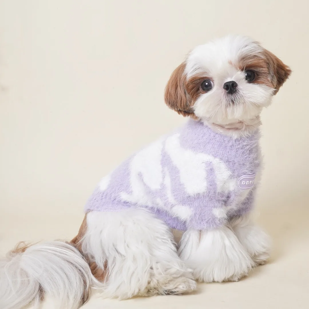 Suéter de felpa de cuello alto para mascotas, abrigo cálido grueso de peluche Schnauzer, ropa para cachorros, ropa para perros pequeños, Otoño/Invierno - imagen 3