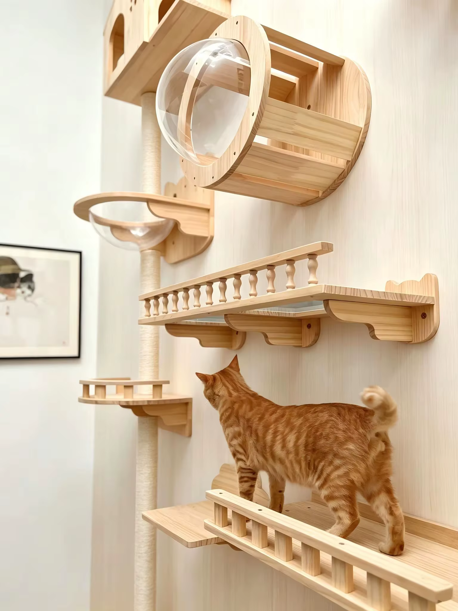 Estante flotante y rascador de pared con hamaca para gatos - imagen 2