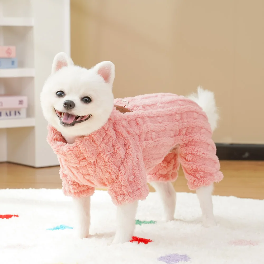 Mono de invierno para gatos y perros, ropa de cuatro patas para mantener el calor para mascotas, disfraz de franela suave para perros pequeños, abrigo grueso para cachorros de Chihuahua - imagen 3