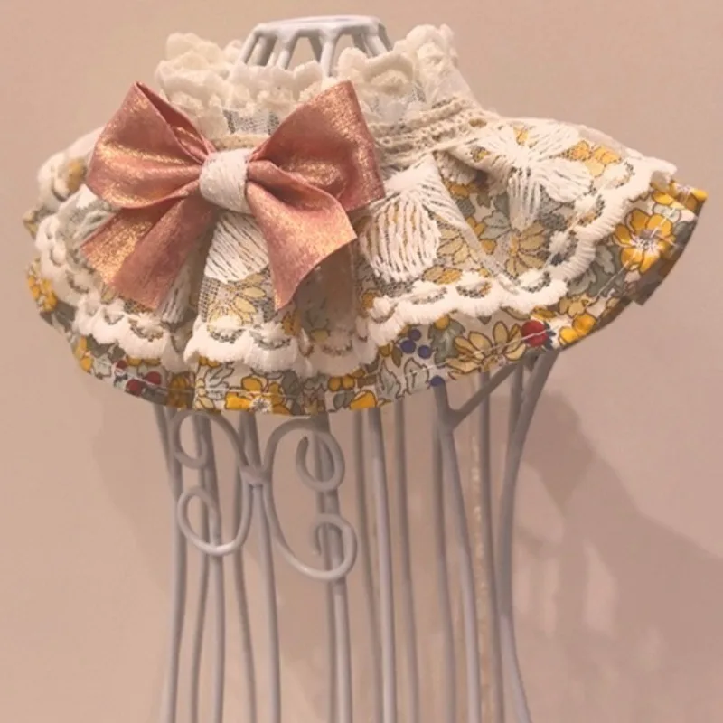 Babero de encaje a la moda para mascotas, bufanda Bichon de Pomerania para perros, pajarita ajustable de Organza, babero para cachorros y gatitos, bufanda Floral con volantes, producto para gatos - imagen 3