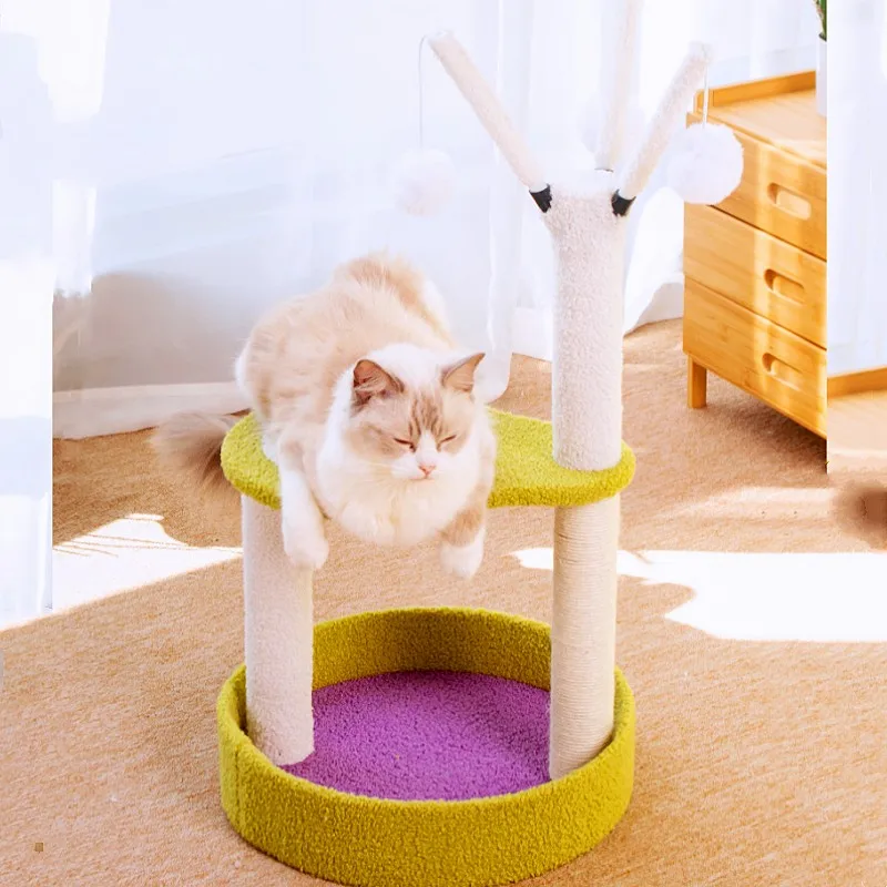 Árbol rascador torre de madera multinivel con sisal para gatos - imagen 4
