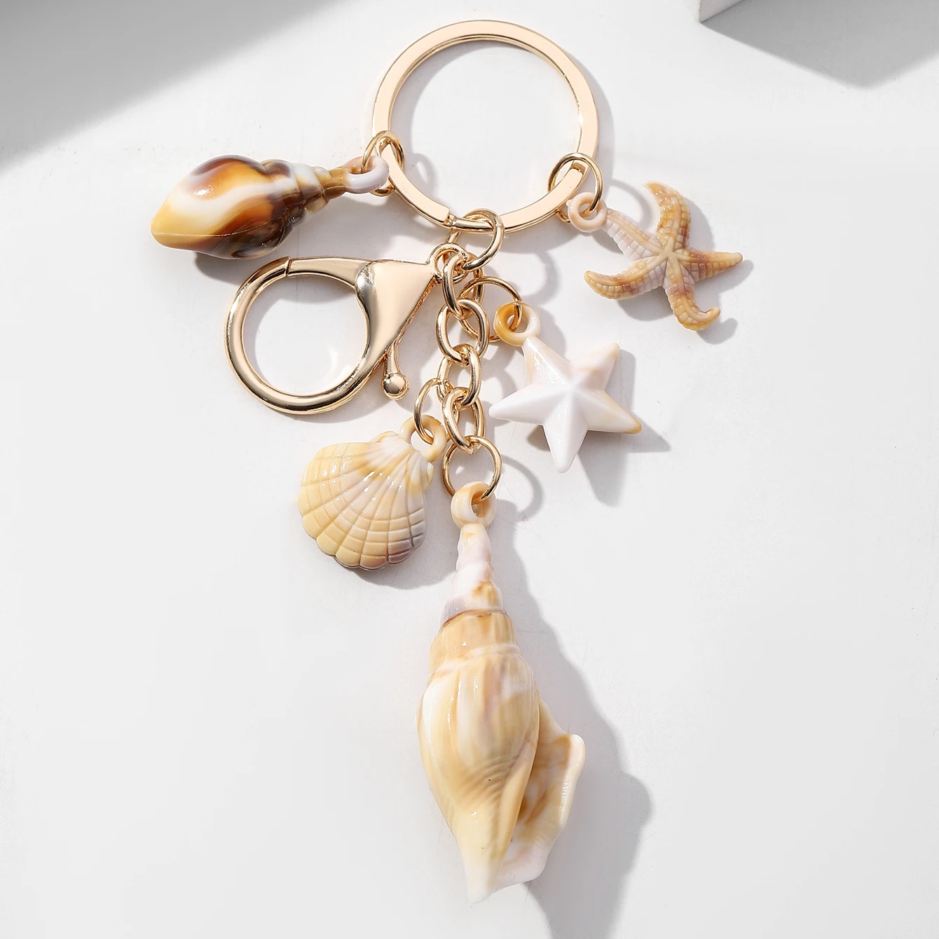 1 llavero de concha de estrella de mar de playa, bolso, colgante de llavero de coche, llavero colgante de decoración para familiares y amigos - imagen 5