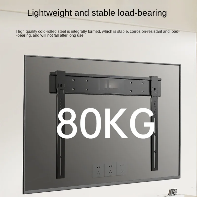 Soporte de pared para TV ultrafino: fácil instalación, espacio de 3 tamaños y 1 cm, capacidad de 80 kg, VESA 800x400, cerradura magnética para televisores planos/curvos de 32-90" - imagen 4