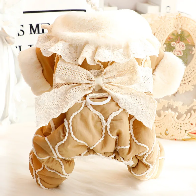 Vestido de princesa de invierno para perro, ropa con lazo para perro y gato, traje para cachorro, ropa Yorkshire Pomerania maltesa para perro pequeño - imagen 2