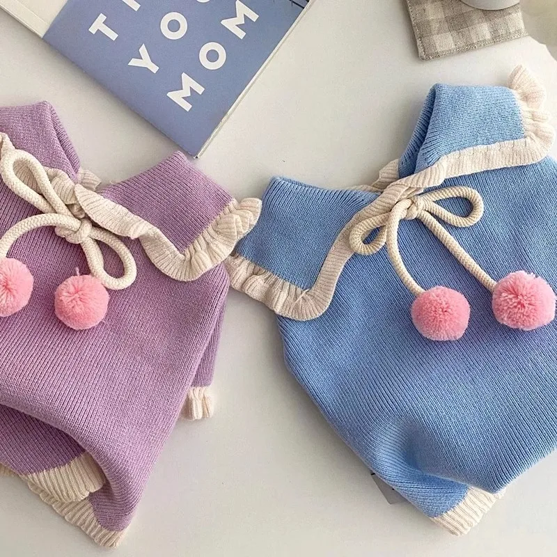 Ropa de Pete, suéter de punto suave para perro, chaqueta para perro con bola de pelo para perro, ropa cálida de invierno para gato, ropa de Navidad para cachorros - imagen 2
