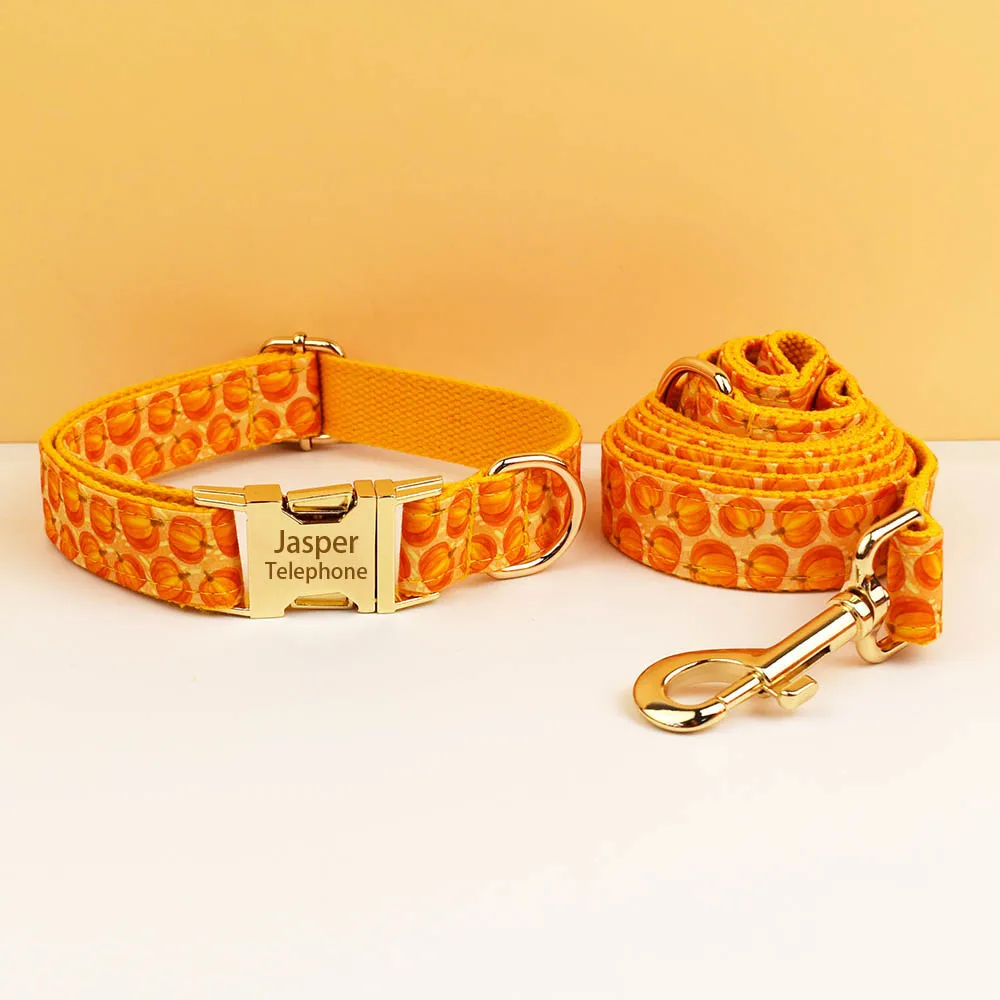 Collar de perro personalizado de Halloween con etiqueta de nombre de identificación grabada gratis, conjunto de accesorios para mascotas con correa y arnés a juego - imagen 4