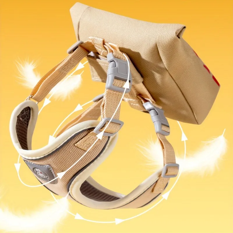 Juego de arnés para mochila para perros con estampado de letras, bonito juego de arnés para llevar con correa, bolsa extraíble para perros pequeños a medianos - imagen 2