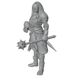 Figura de resina para coleccionismo guerrera con martillo lobo