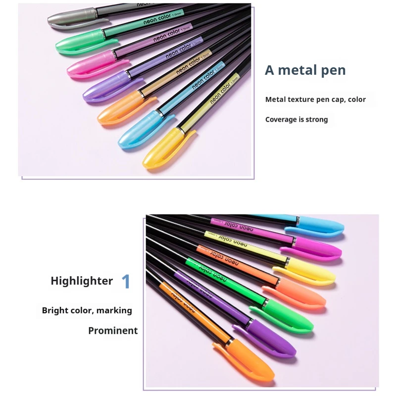 Bolígrafos de Gel con purpurina metálica, papelería colorida para escuela, oficina, dibujo, marcadores artísticos, resaltadores, 12-60 Uds.